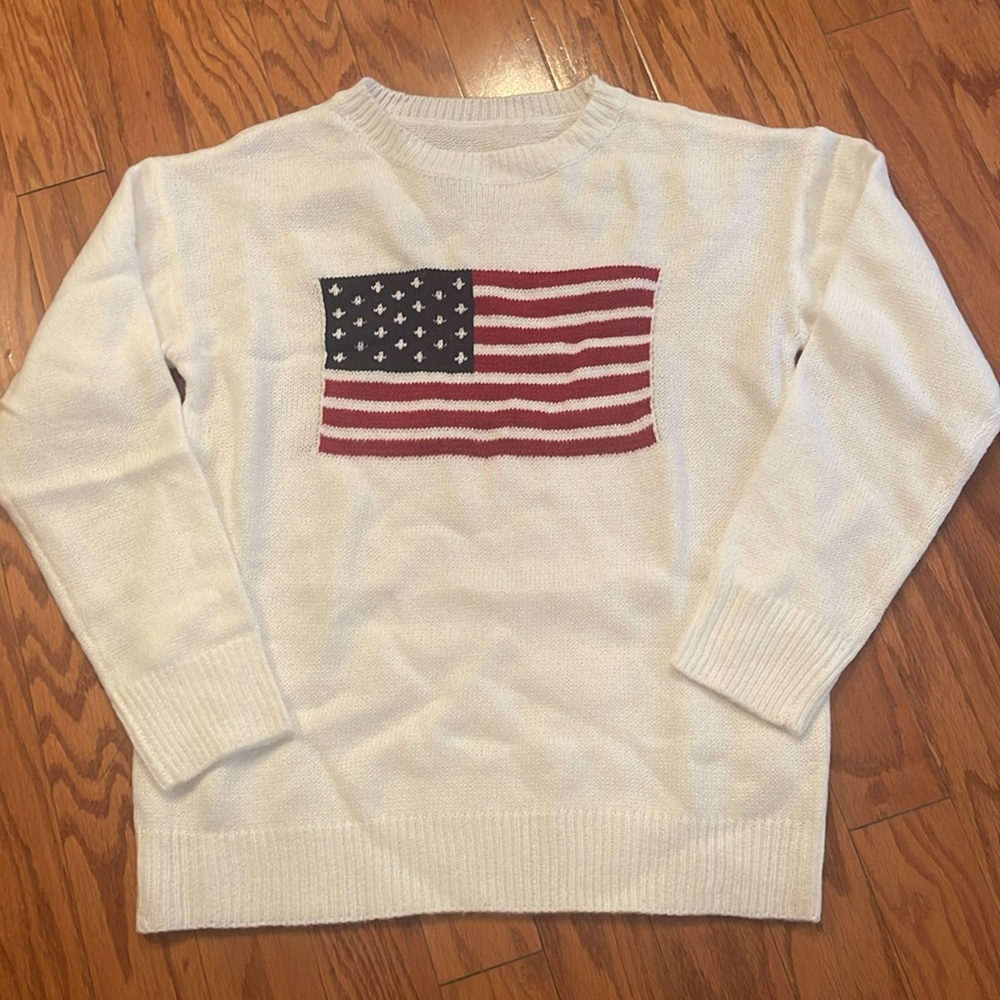 American Flag Sweater USA 250 Anniversary Patriotic Preppy Knit Pullover - Picture 7 of 16